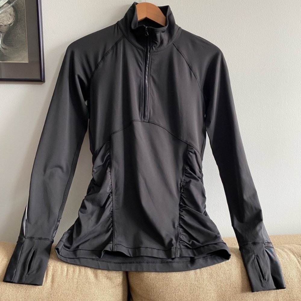 Lululemon Black Pullover Half Zip Sweatshirt Luxtreme 6 “Kriss Cross” Reflective